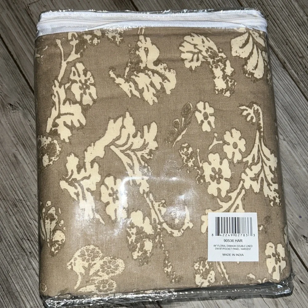 Floral Damask Rod-Pocket Homespun Insulated Curtain Panel